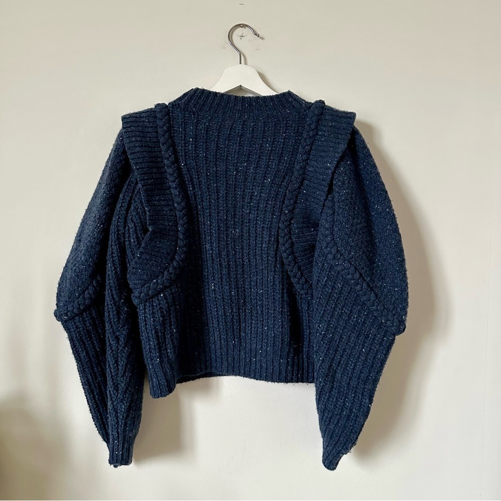 Sea New York Giada Puff Sleeve Chunky Knit Sweater Navy Size Medium - Picture 4 of 9